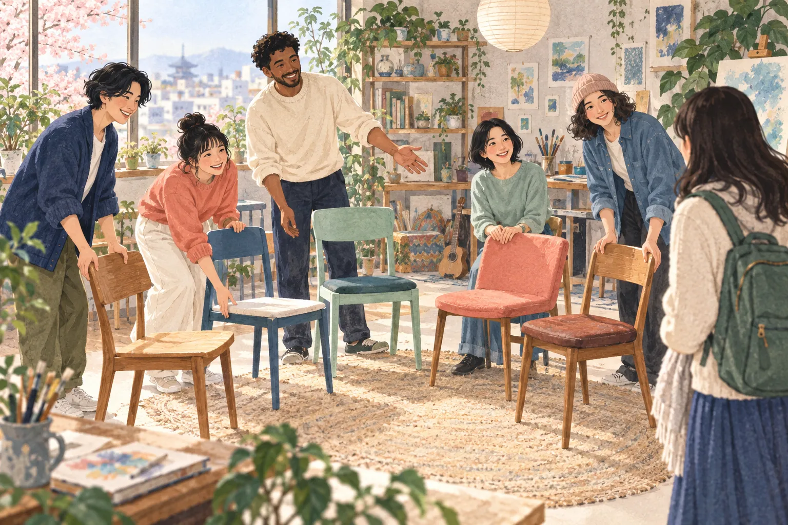 新しい仲間のために椅子を並べ、居場所をつくる人たち