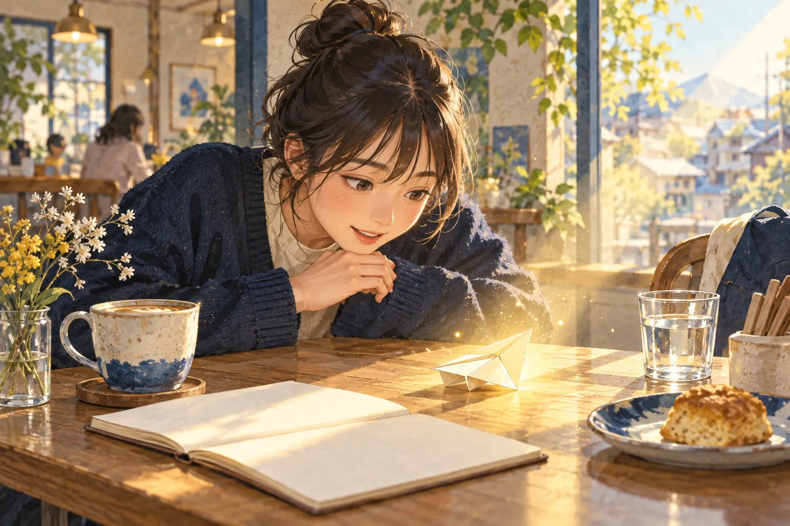 いつものカフェで小さな発見に目を輝かせる人